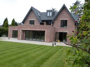 Rear Elervation Photo - Centor C1 Bi Folding doors - Allstyle Aluminium Windows - triple glazed - 7016 grey